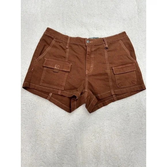 Wild Fable Mid Rise Utility Cargo Shorts Brown Low Stretch Women's Large NWT - Picture 2 of 9